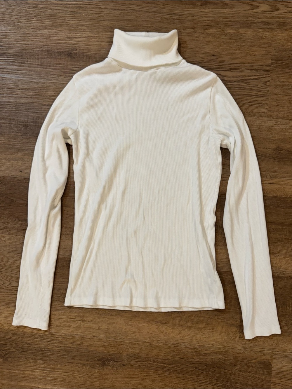 Theory | White Pima Cotton Modal Ribbed Turtleneck Top Sweater | L